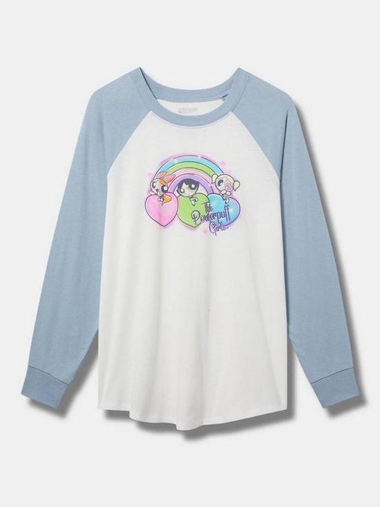torrid Tops - torrid size 2 Raglan Graphic Tee - Light Blue & White